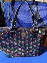 Dooney Bourke Db75 It Zip Top Black Multi Coated Canvas Tote Photo 0