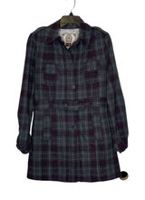 Empyre Overcoat Size Medium Gray Purple Plaid Womens Cotton Button UP &‎ Belted Photo 0