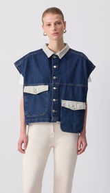 Touche Prieve Women's Pocket Detailed 100% Cotton‎ Denim Vest Size 1 (Small) NWT Photo 0