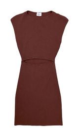 Aritzia Wilfred Free Brown Ribbed Knit Cutout Midi Dress Bodycon Aritzia S‎ Photo 0