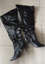 Black Thigh High Heeled Boots Size 8 Photo 0