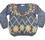 Vintage Women's Chunky Knit Sweater Size Medium Needles and Yarn Crochet‎ Floral Photo 0
