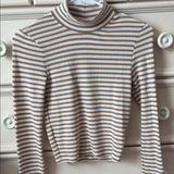 American Eagle Striped Turtleneck Long Sleeve Top Photo 0