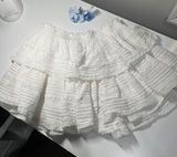 Aerie White Tiered Ruffle Mini Skirt Lace Trim Textured Crinkle Size‎ Medium Photo 0