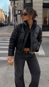 Abercrombie & Fitch Black Cropped Puffer Jacket Photo 0