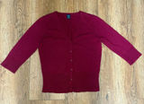 VTG y2k Gap Burgundy Wool Angora Cashmere 3/4‎ Sleeve Cardigan Sweater Small Photo 0