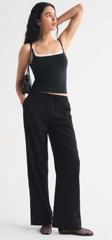 Abercrombie & Fitch Linen Blend Wide Leg Pull On Trouser Pants Size Large LONG Photo 0