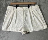 Alice + Olivia Pleated Cuff Shorts Off White High Rise Tailored Size 12 Classic Photo 0