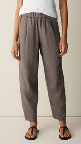 Eileen Fisher Gray Linen Loungewear Barrel Leg Lantern Pants Flowy Women size XS Photo 0