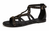 Free People 37 US 7 Gladiator Sandals Black Leather Studded Strappy Boho Flat Photo 0
