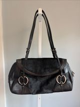 DKNY Y2K Black Leather & Haircalf Shoulder Bag Photo 0