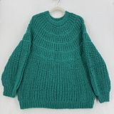 Handmade Chunky Knit Sweater Women XL Teal Turquoise Oversized Balloon Sleeve Photo 0