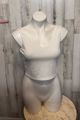 SHEIN Cream White Ribbed Scoop Neck Cropped Tank Top Womens Size Large L Basic C Photo 0