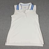 Tory Sport Polo Shirt Womens Medium White Sleeveless Striped Collar Athletic Photo 0