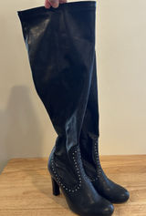 franco sarto the artists collection silver studded black boots 5.5 Sleek Chic Photo 0