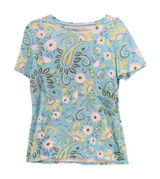 Talbots Skinny Tee M Aqua Paisley Floral Artistic Maximalist Eclectic Artsy Photo 0