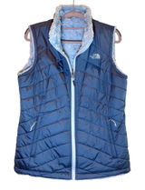 The North Face Womens Reversible Mossbud Swirl Vest Blue Quilted Fleece‎ Medium Photo 0