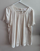 LC Lauren Conrad Cream Eyelet Flutter Sleeve Blouse Photo 0