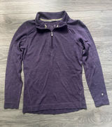 Smartwool Purple 100% Merino Wool Long Sleeve Quarter Zip Outdoor Hiking Top S Photo 0
