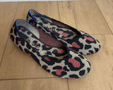 Rothy’s The Flat Red Cat Blue Halo Ballet Flats Women’s 8.5 EU 39 Animal Print Photo 0