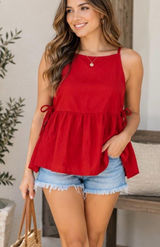 Velvet Moon Red Babydoll Tank Top Photo 0