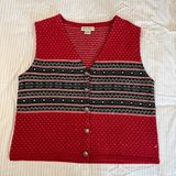 vintage 90s cottage Eddie Bauer Knit Sweater Vest Lambswool Nordic Fair Isle Photo 0