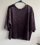 We The Free Free People Women Plum Purple Velour Oversized Scoop Back Top Small Photo 0