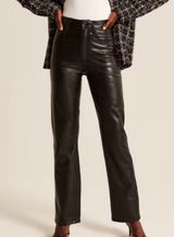Abercrombie & Fitch Vegan Leather The 90s Straight Ultra High Rise Pants SZ 28 L Photo 0
