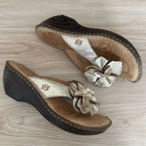 Born 9 Foil Floral Sandal Wedges Resort Vacation Getaway Photo 0