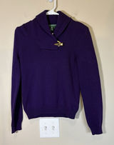 Vintage Lauren Ralph Lauren Sweater‎ Women Petite Small Purple Knit Shawl Collar Photo 0