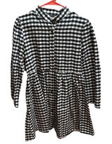 FANCYINN Womens Black White Gingham Plaid Button Down Mini Shirt Dress‎ Small Photo 0