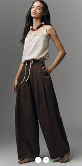 Anthropologie Maeve Pleated Barrel Trousers Photo 0