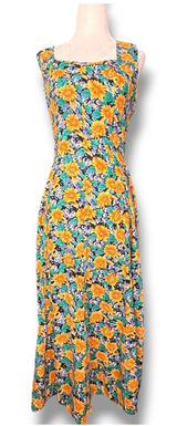 Vintage All That Jazz Floral Maxi Dress Open Cross Back Sunflower Garden Party Photo 0