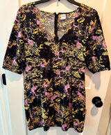 Melrose‎ and Market Womens Dress Black Purple and Gold V-Neck Lightweight Medium Photo 0