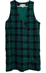 All Week Long Corduroy Dress 100% Cotton Wrap Button Up Gingham Plaid Green 8P Photo 0