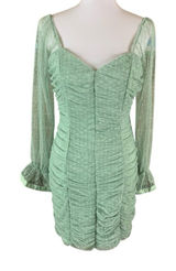 Haute Monde Mint Green Ruched Mesh Sleeve Mini Dress L Y2K Romantic Photo 0