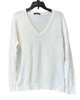 Brandy Melville‎ V Neck White Sweater 100% Cotton One Size Minimalist Top Shirt Photo 0