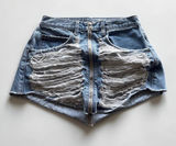 Carmar Los‎ Angeles Size 28 Extreme Distressed Denim Mini Skirt Front Zip Photo 0