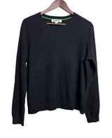 Boden 100% Cashmere Crewneck Sweater Womans L Black Green Trim Ribbed Edges Photo 0