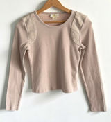 Maeve Anthropologie Pink Ribbed Long Sleeve Top Shoulder Patch‎ XS Photo 0