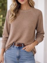 Wilt Womens Waffle Knit Crewneck Sweater Top Cotton Cashmere Preppy Casual Photo 0