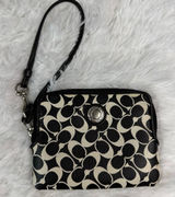 COACH Black White Signature Coated Canvas Wristlet Photo 0