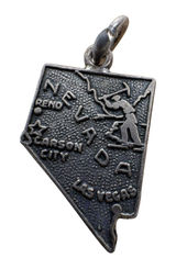 Vintage Sterling Silver Nevada State Map Charm Prospector Las Vegas Reno 2.18g Photo 0