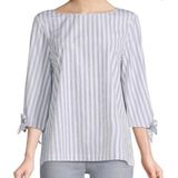 Lafayette 148 Elaina Striped Tie Blouse top Photo 0