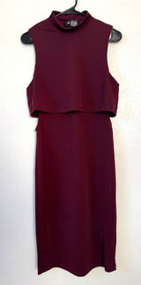 AUW Burgundy High Neck Sleeveless Cutout Side Bodycon Dress Womens Medium Cocktail Photo 0