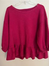 Maeve Textured Peplum‎ Sweater in Berry Pink Photo 0
