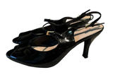 Franco Sarto Womens 9.5M Black Peep Toe Stiletto High Heels Faux Leather Shoes‎ Photo 0