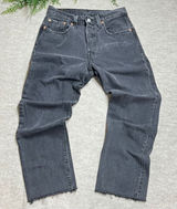 Levis 501 Original Fit Straight Leg Jeans Faded Black Raw Hem W26 EUC Classic Photo 0