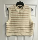 NWOT French Connection Striped Sweater Vest W/ Metallic Shimmer Size Large Photo 0