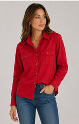 Lauren Ralph Lauren Red Utility Shirt Blouse M Cotton NWOT Photo 0